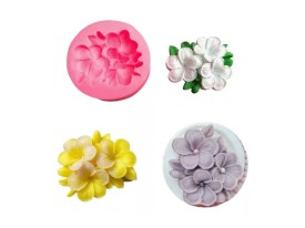 Molde silicona 3 flores de 5 petalos